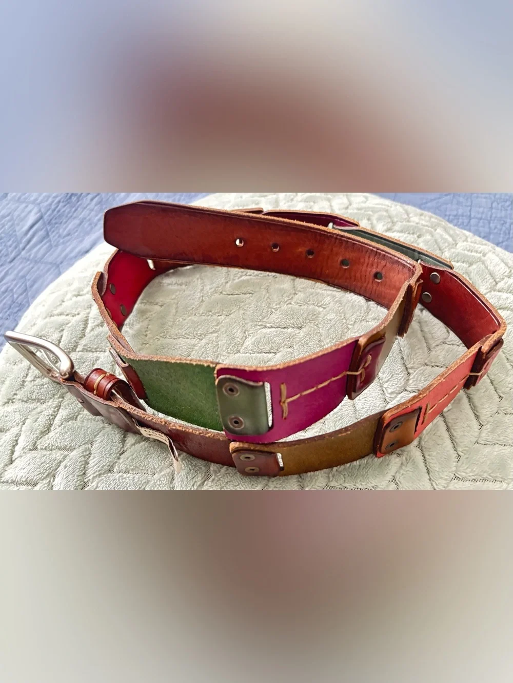 FOSSIL MULTI COLORED LEATHER BELT, size L